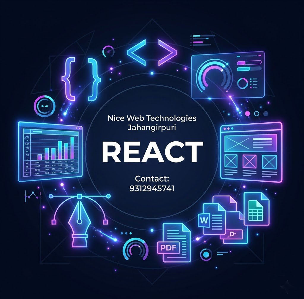 React JS Course – Learn Modern Web Development - React, Modern, Development | nicewebtechnologies Nice Web Technologies Jahangirpuri Delhi
